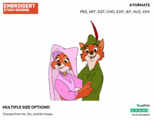 Robin Hood, Maid Marian - Disney's Robin Hood - Embroidery Design in 3 sizes & 8 formats