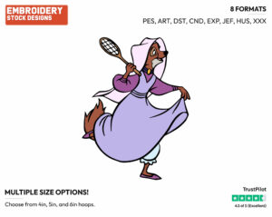 Maid Marian Playing Badminton - Disney's Robin Hood - Embroidery Design in 3 sizes & 8 formats