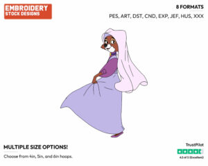 Maid Marian - Disney's Robin Hood - Embroidery Design in 3 sizes & 8 formats