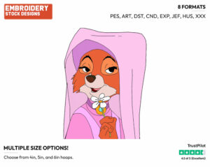 Maid Marian - Disney's Robin Hood - Embroidery Design in 3 sizes & 8 formats
