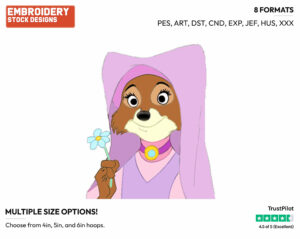 Maid Marian - Disney's Robin Hood - Embroidery Design in 3 sizes & 8 formats