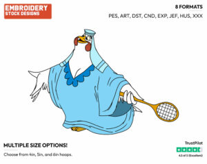 Lady Kluck Badminton - Disney's Robin Hood - Embroidery Design in 3 sizes & 8 formats