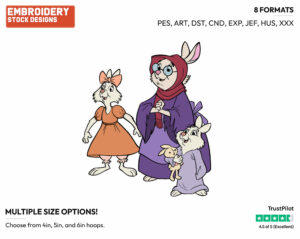 Sis, Tagalong, Mother - Disney's Robin Hood - Embroidery Design in 3 sizes & 8 formats