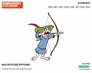 Skippy Bow And Arrow - Disney's Robin Hood - Embroidery Design in 3 sizes & 8 formats