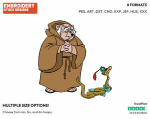 Friar Tuck, Sir Hiss - Disney's Robin Hood - Embroidery Design in 3 sizes & 8 formats