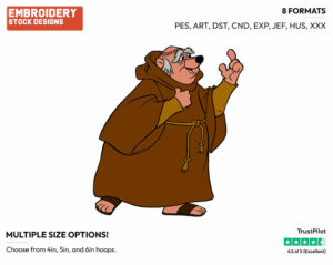 Friar Tuck - Disney's Robin Hood - Embroidery Design in 3 sizes & 8 formats