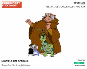 Toby, Church Mouse, Friar Tuck - Disney's Robin Hood - Embroidery Design in 3 sizes & 8 formats