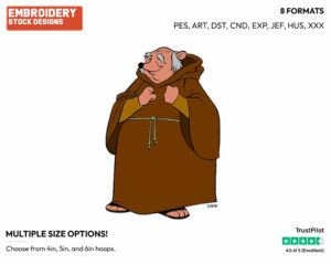 Friar Tuck - Disney's Robin Hood - Embroidery Design in 3 sizes & 8 formats