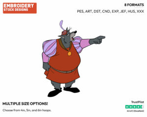 Sheriff Of Nottingham - Disney's Robin Hood - Embroidery Design in 3 sizes & 8 formats