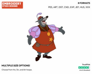 Sheriff Of Nottingham - Disney's Robin Hood - Embroidery Design in 3 sizes & 8 formats