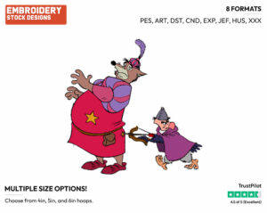 Sheriff Of Nottingham, Trigger - Disney's Robin Hood - Embroidery Design in 3 sizes & 8 formats