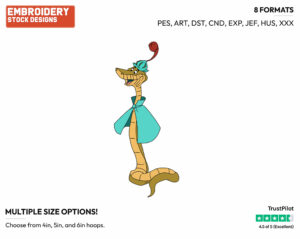 Sir Hiss - Disney's Robin Hood - Embroidery Design in 3 sizes & 8 formats