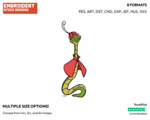 Sir Hiss - Disney's Robin Hood - Embroidery Design in 3 sizes & 8 formats