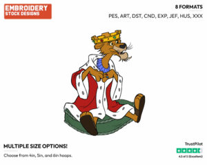 Prince John - Disney's Robin Hood - Embroidery Design in 3 sizes & 8 formats