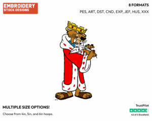 Prince John - Disney's Robin Hood - Embroidery Design in 3 sizes & 8 formats