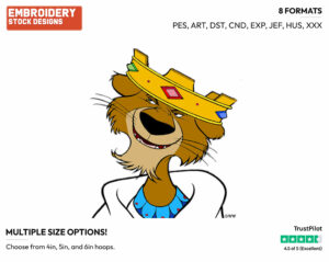 Prince John - Disney's Robin Hood - Embroidery Design in 3 sizes & 8 formats
