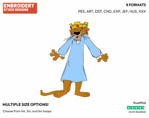 Prince John In Pyjamas - Disney's Robin Hood - Embroidery Design in 3 sizes & 8 formats