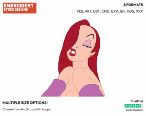 Jessica Rabbit - Disney's Roger Rabbit - Embroidery Design in 3 sizes & 8 formats