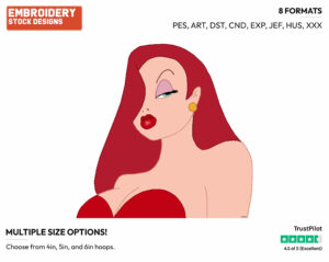Jessica Rabbit - Disney's Roger Rabbit - Embroidery Design in 3 sizes & 8 formats