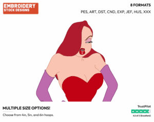 Jessica Rabbit - Disney's Roger Rabbit - Embroidery Design in 3 sizes & 8 formats