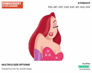 Jessica Rabbit - Disney's Roger Rabbit - Embroidery Design in 3 sizes & 8 formats