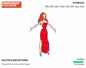 Jessica Rabbit - Disney's Roger Rabbit - Embroidery Design in 3 sizes & 8 formats