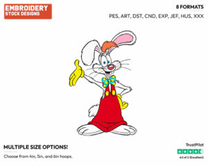 Roger Rabbit - Disney's Roger Rabbit - Embroidery Design in 3 sizes & 8 formats