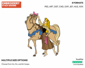 Aurora, Horse - Disney's Sleeping Beauty - Embroidery Design in 3 sizes & 8 formats