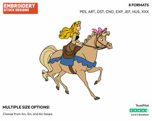 Aurora Riding Horse - Disney's Sleeping Beauty - Embroidery Design in 3 sizes & 8 formats