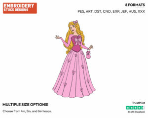 Aurora In Butterfly Dress - Disney's Sleeping Beauty - Embroidery Design in 3 sizes & 8 formats