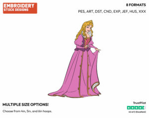 Aurora In Purple Dress - Disney's Sleeping Beauty - Embroidery Design in 3 sizes & 8 formats