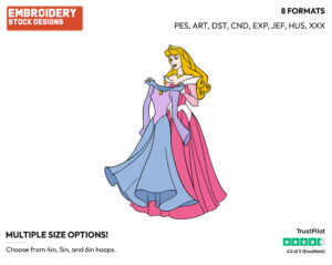 Aurora, Dress - Disney's Sleeping Beauty - Embroidery Design in 3 sizes & 8 formats