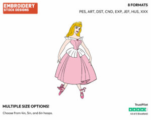 Aurora The Ballerina - Disney's Sleeping Beauty - Embroidery Design in 3 sizes & 8 formats