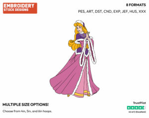 Aurora In Winter Dress - Disney's Sleeping Beauty - Embroidery Design in 3 sizes & 8 formats