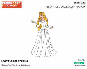 Aurora In Wedding Dress - Disney's Sleeping Beauty - Embroidery Design in 3 sizes & 8 formats