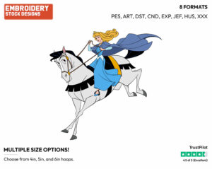 Aurora Riding Samson - Disney's Sleeping Beauty - Embroidery Design in 3 sizes & 8 formats