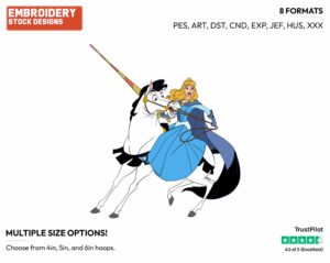 Aurora Riding Samson - Disney's Sleeping Beauty - Embroidery Design in 3 sizes & 8 formats