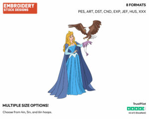 Aurora With An Eagle - Disney's Sleeping Beauty - Embroidery Design in 3 sizes & 8 formats