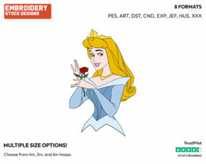 Aurora, Rose - Disney's Sleeping Beauty - Embroidery Design in 3 sizes & 8 formats