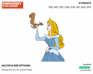 Aurora, Squirrel - Disney's Sleeping Beauty - Embroidery Design in 3 sizes & 8 formats