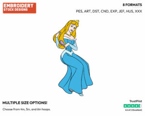 Aurora Brushing Hair - Disney's Sleeping Beauty - Embroidery Design in 3 sizes & 8 formats
