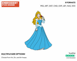 Aurora, Rose - Disney's Sleeping Beauty - Embroidery Design in 3 sizes & 8 formats