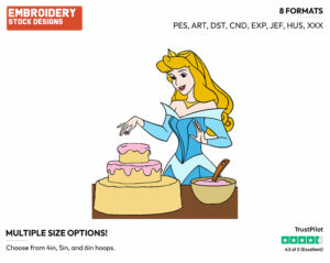 Aurora Decorating Cake - Disney's Sleeping Beauty - Embroidery Design in 3 sizes & 8 formats