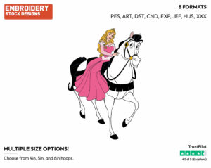 Aurora Riding Samson - Disney's Sleeping Beauty - Embroidery Design in 3 sizes & 8 formats