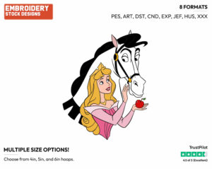 Aurora Offering Apple To Phillip's Horse Samson - Disney's Sleeping Beauty - Embroidery Design in 3 sizes & 8 formats