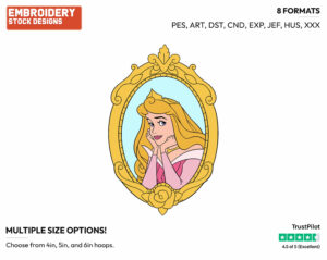 Aurora's Face - Disney's Sleeping Beauty - Embroidery Design in 3 sizes & 8 formats