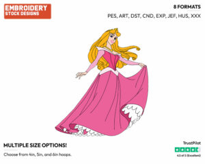 Aurora - Disney's Sleeping Beauty - Embroidery Design in 3 sizes & 8 formats