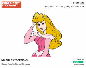 Aurora Wearing New Crown - Disney's Sleeping Beauty - Embroidery Design in 3 sizes & 8 formats
