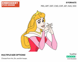 Aurora's Face - Disney's Sleeping Beauty - Embroidery Design in 3 sizes & 8 formats