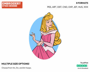 Aurora Looking Back - Disney's Sleeping Beauty - Embroidery Design in 3 sizes & 8 formats
